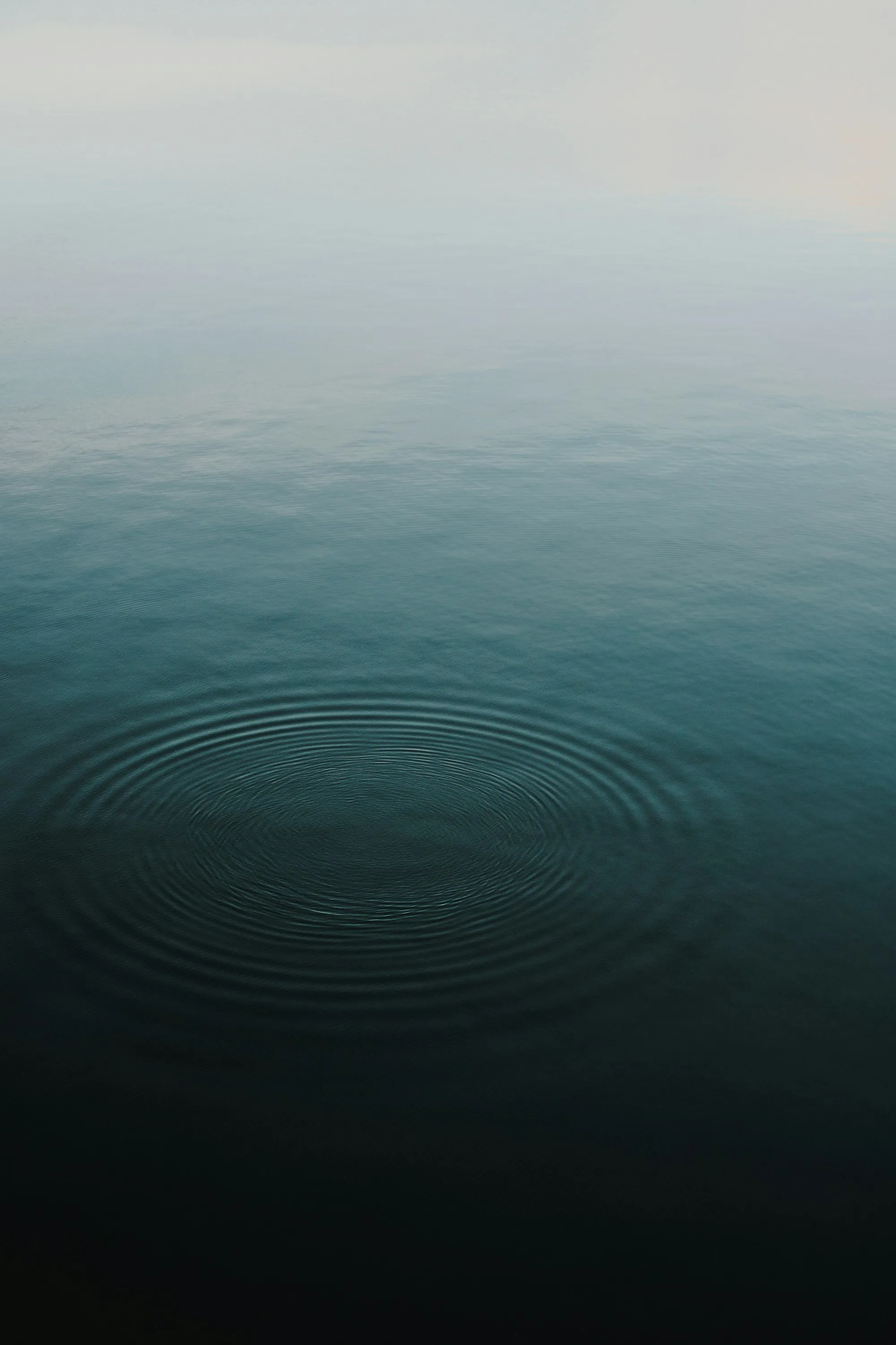 Calm open water under a soft sky