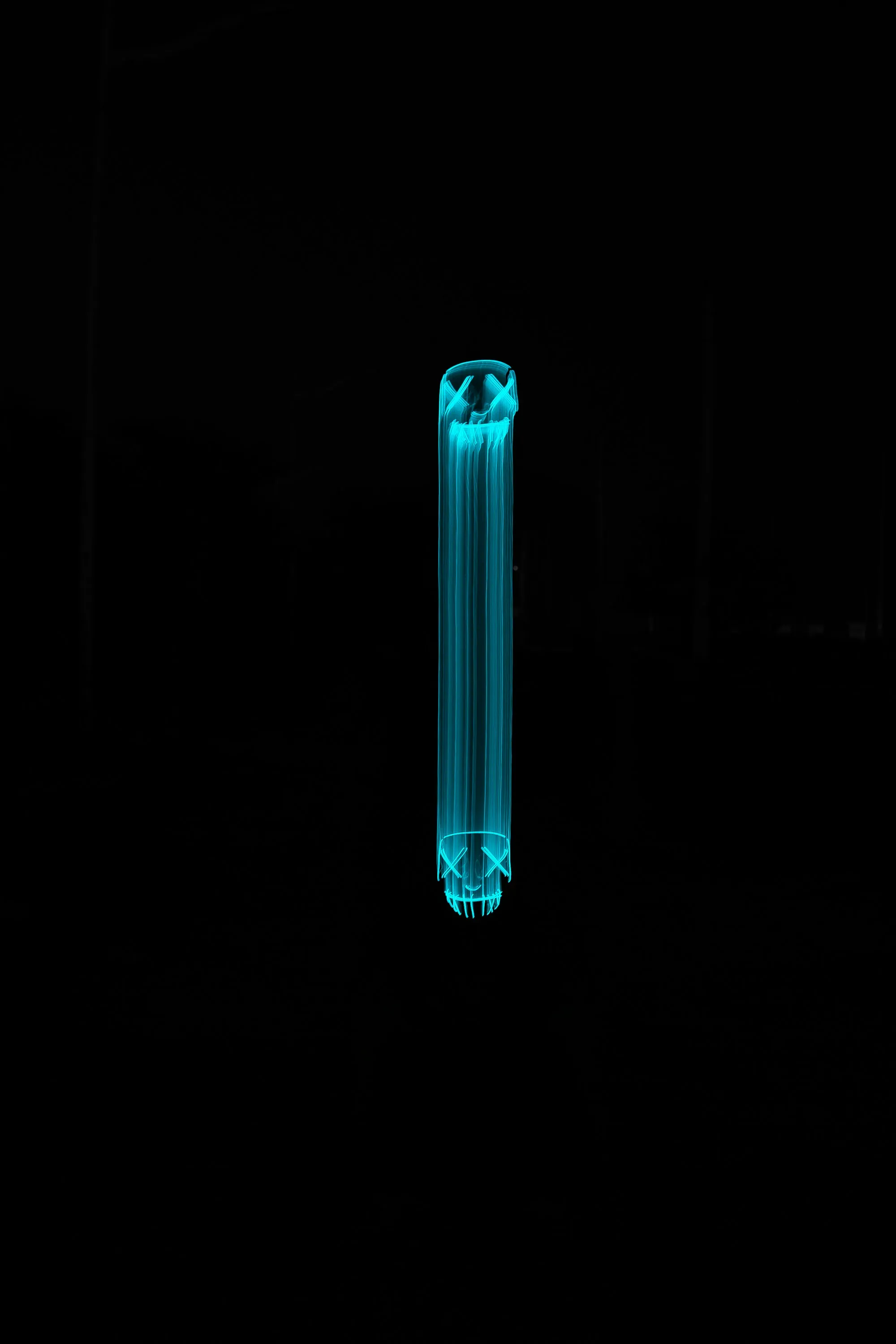 Ultraviolet lamp glowing blue